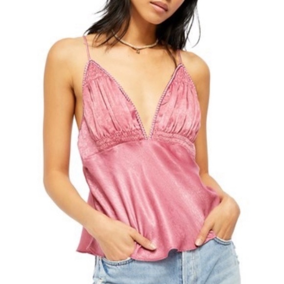 Free People Tops - NWT Free People Lyric Satin Cami Top in Pinky